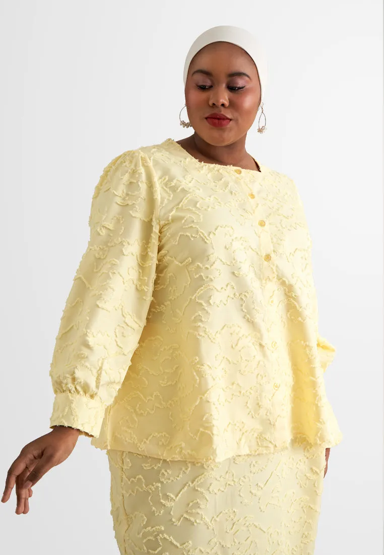 Susila Fluffy Tuft Button Kurung Set