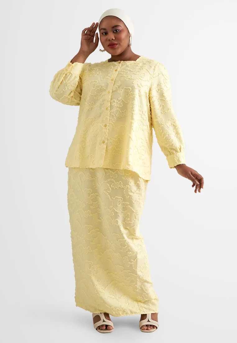 Susila Fluffy Tuft Button Kurung Set