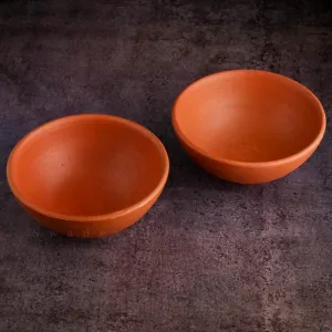 SWADESHI BLESSINGS Exclusive Range Unglazed Clay Serving Bowl Set/Terracotta Bowls/Earthen Snack Bowl/Small Yogurt Pots/Mud Bowls, 4.5Inches(Set of 2)