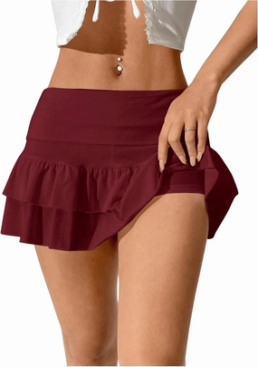 SweatyRocks Women's Layered Ruffle Golf Skorts Skirts Tiered Y2k Flowy Mini Skirts