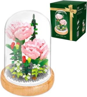 SYMIBRICK Pink Carnation Flower Bouquet Building Set, 675PCS Mini Bricks Botanical Collection Building Blocks with Display Case, Artificial Plants and Flowers for Adults, Birthday Gift for Her