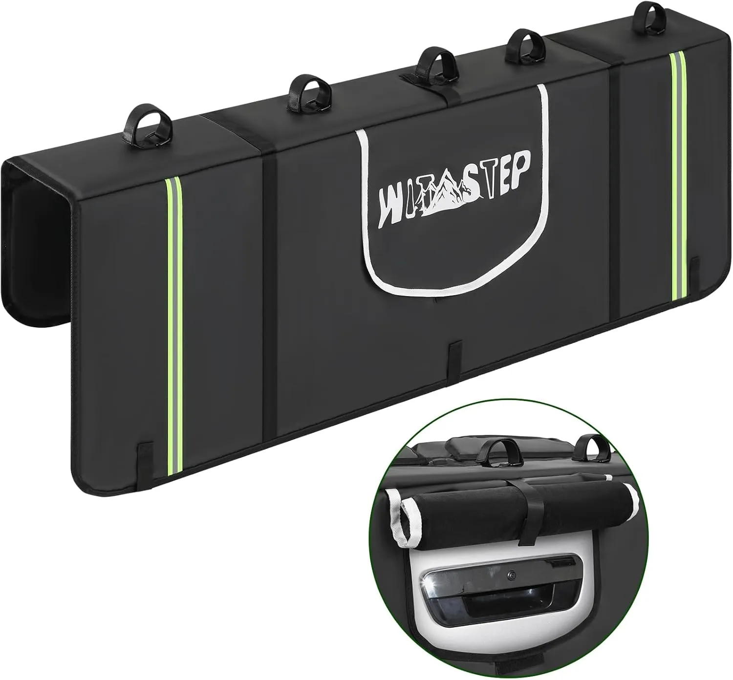 Tailgate Pad for Mountain Bike, Upgrade Truck Tailgate Bike Pad with Reflective Strips & Tool Pockets, Heavy Duty MTB Tailgate Pad Pickup Tailgate Cover for 5 Bikes