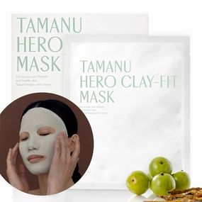 Tamanu Hero Clay-fit Mask (3EA), Clay Sheet Mask for Pores, Tamanu Oil and Panthenol for Acne and Oily Skin, Pore and Blackhead Care, Korean Skincare