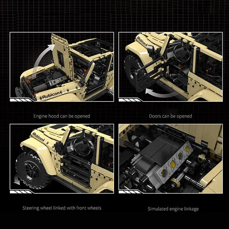 Tech MOC RC Jeep Wrangler SUV Car Bricks Toy