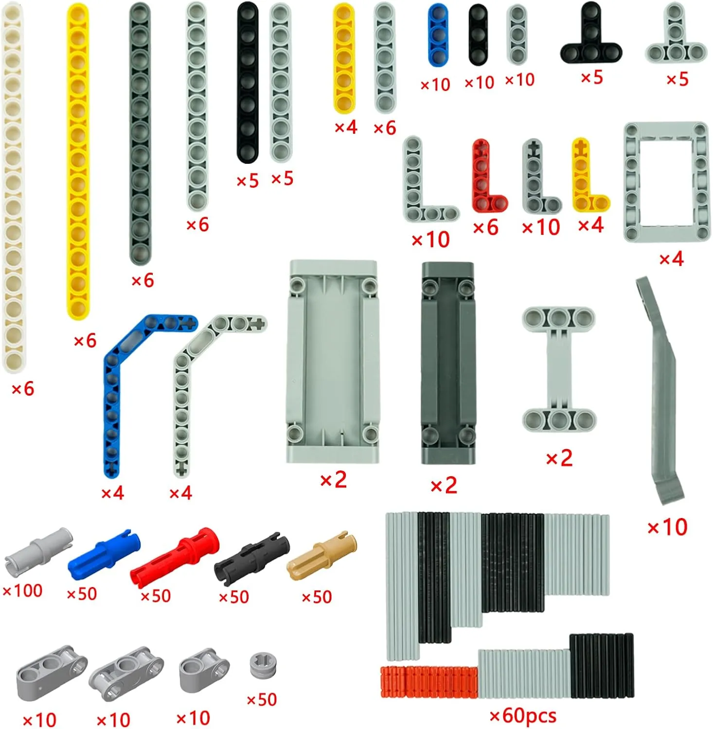Technical Parts Pieces Sets Liftarm Beams Bricks Bulk Axles Pins Panels Frame Beams Connectors, 580 Pieces Compatible with Technic-Block MOC Buildings Toys for Boys Adults Kids Age 6 