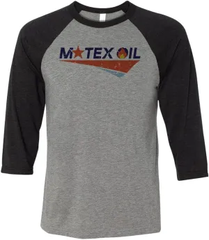 TeesAndTankYou Motex Oil Logo Three-Quarter Raglan Sleeve Baseball Shirt Unisex