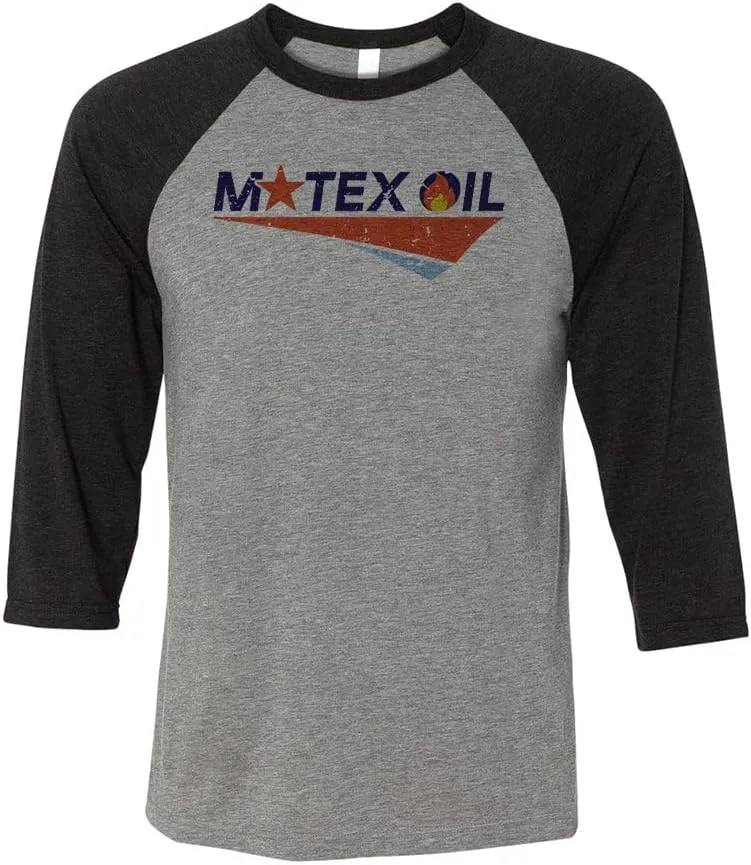 TeesAndTankYou Motex Oil Logo Three-Quarter Raglan Sleeve Baseball Shirt Unisex