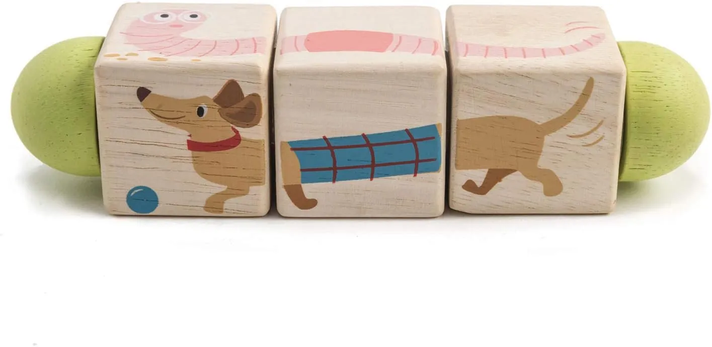 Tender Leaf Toys - Educational Twisting Toy - My First Baby Wooden Puzzle Game - Early Learning to Develop Strategic Thinking and Fine Motor Skills for Children 18M  (Twisting Cubes)