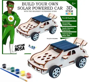 Teni & Tayo - Build a Solar Powered Car | STEM Kit for Kids | Build and Paint Wooden Car | Ages 4-8, 8-12 | Educational DIY Wooden 3D Puzzle for Boys & Girls