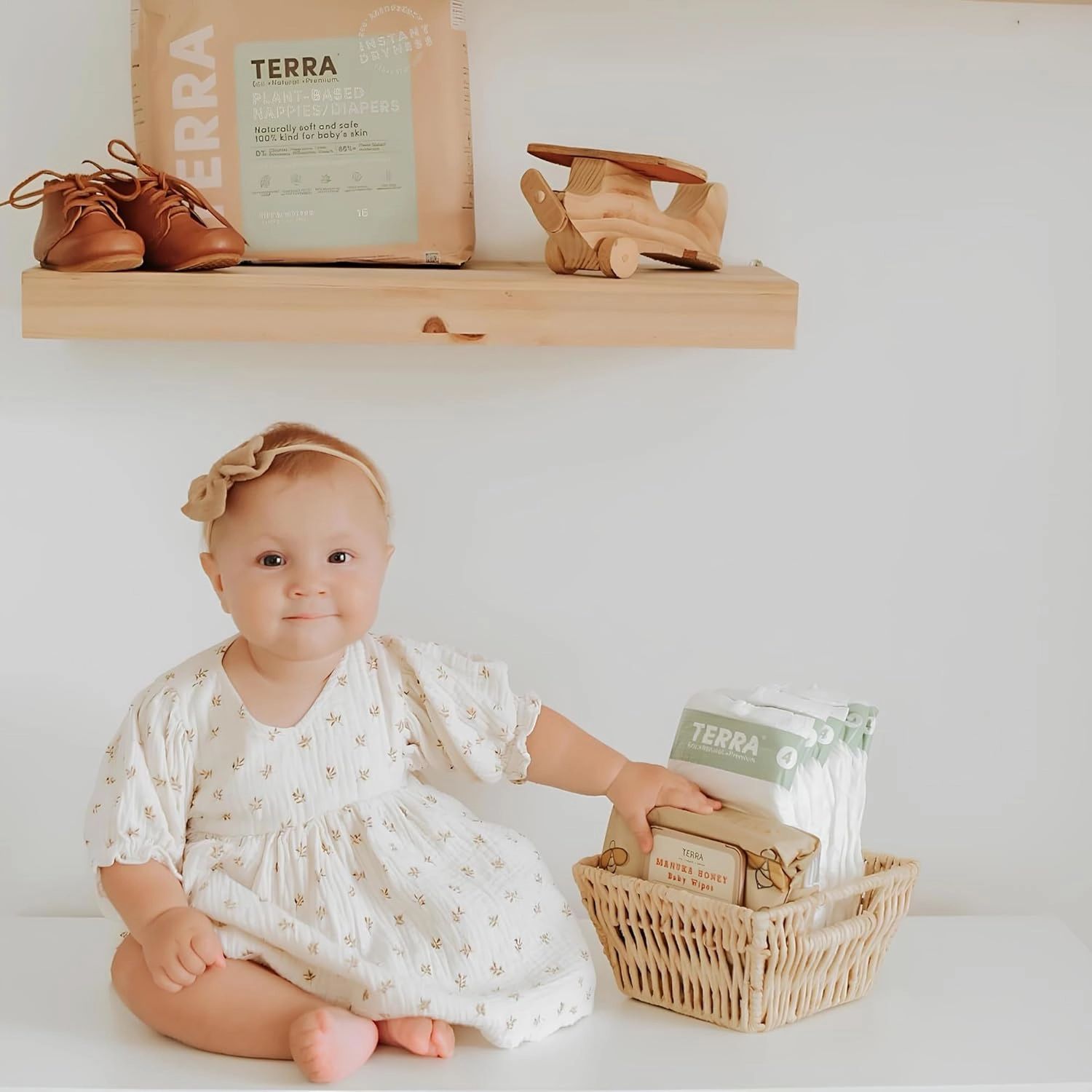 Terra Size 6 Diapers: 85% Plant-Based Diapers, Ultra-Soft & Chemical-Free for Sensitive Skin, Superior Absorbency for Day or Nighttime Diapers, Designed for Toddlers 35  Pounds, 112 Count