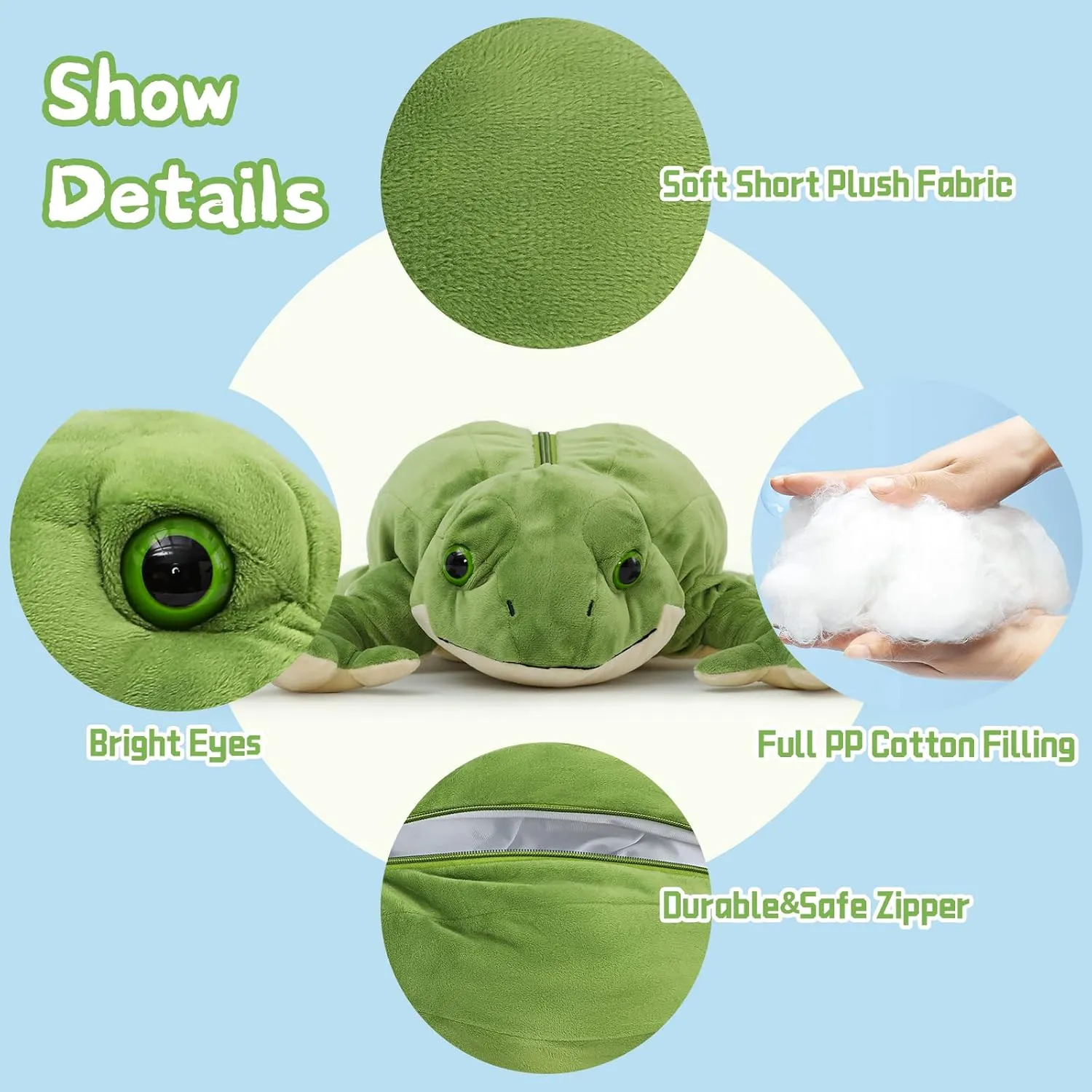 Tezituor Giant Mommy Frog Stuffed Animal with 4 Babies,20.5” Realistic Frog Plush Toy Soft Pillow Adorable Frog Plushies Gifts for Boys Girls