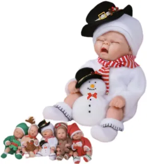 The Ashton-Drake Galleries Snow Ringle Baby Doll So Truly Lifelike Collectible Dolls with Snowman Plush Christmas Decorations by Sandy Faber 10-Inches