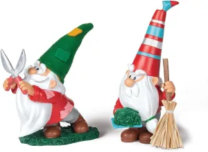 The Ashton-Drake Galleries Sprig and Spruce Christmas Tree Gnome Figure Set, 4 Inches, Hand-Painted Resin, 2-Piece