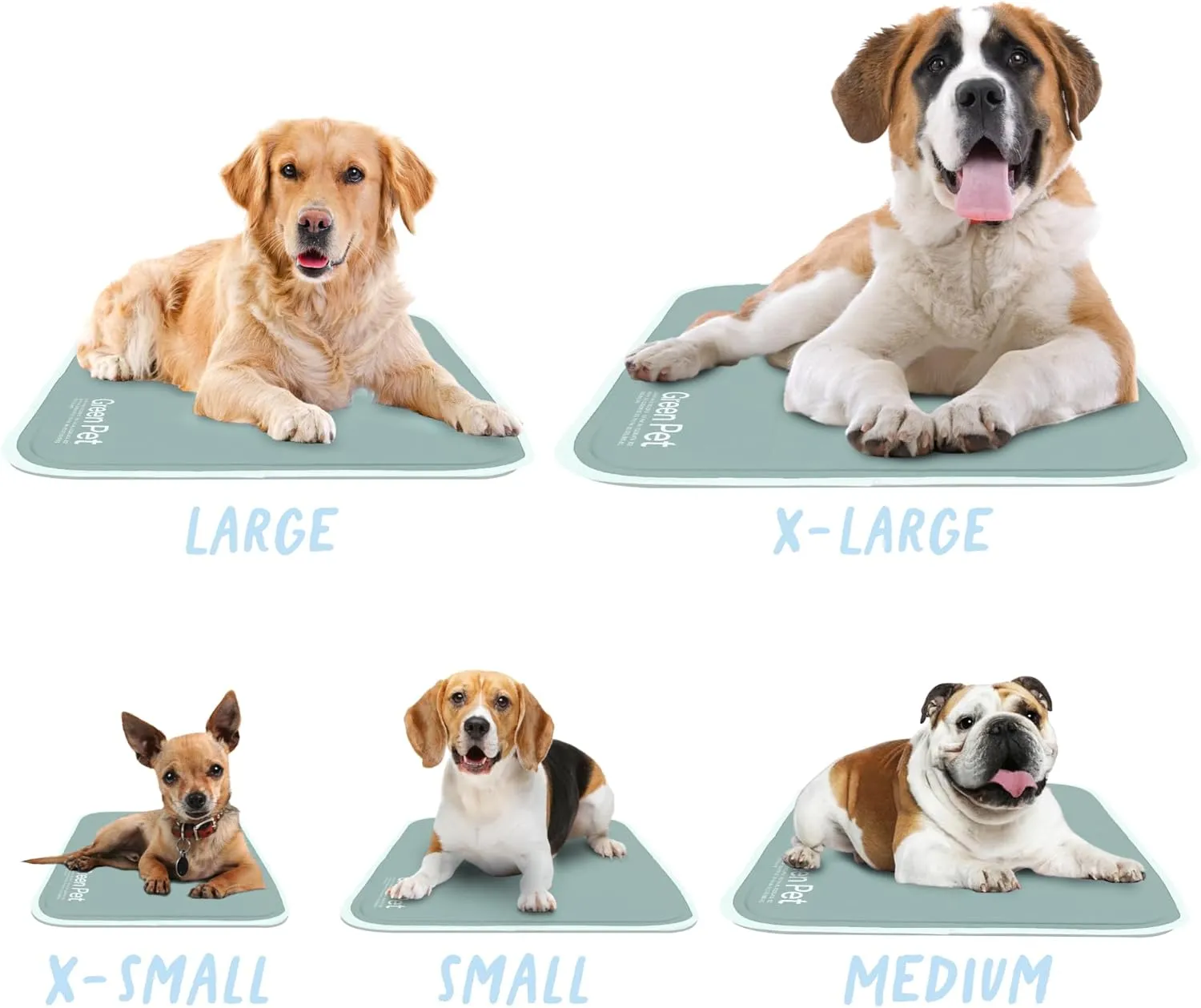 The Green Pet Shop Cool Pet Pad - Medium, Sage Grey - Self-Cooling, Pressure Activated Mat for Dogs & Cats from 21-45 lbs - Non-Toxic Gel, No Water Needed