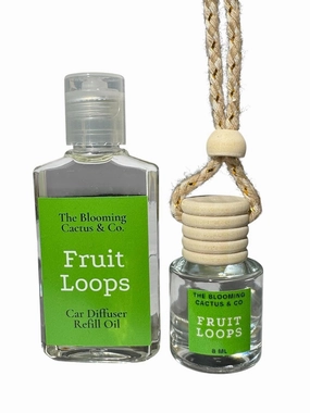 The Blooming Cactus & Co. - Car Diffuser with Refill included | Car scented on the go | Car Air Freshener Hanging | Long Lasting Fragrance | Phthalate Free Fragrance. (Fruit Loops)