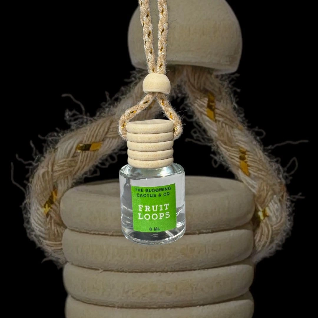 The Blooming Cactus & Co. - Car Diffuser with Refill included | Car scented on the go | Car Air Freshener Hanging | Long Lasting Fragrance | Phthalate Free Fragrance. (Fruit Loops)