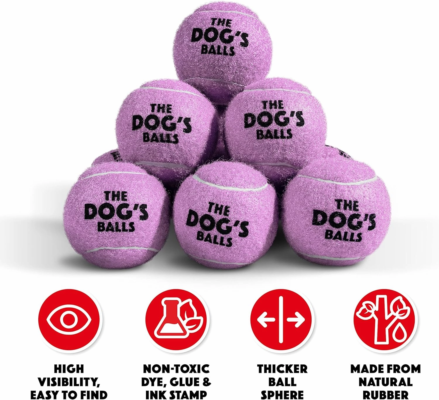 The Dog's Balls 12-Pack Lilac Dog Tennis Balls, 2.5 Inch Diameter Dog Toy, Non-Toxic, Safe for Dogs & Puppies, Medium Size, Unisex, Outdoor Use, Sport, Animal Theme, Portable, Lightweight