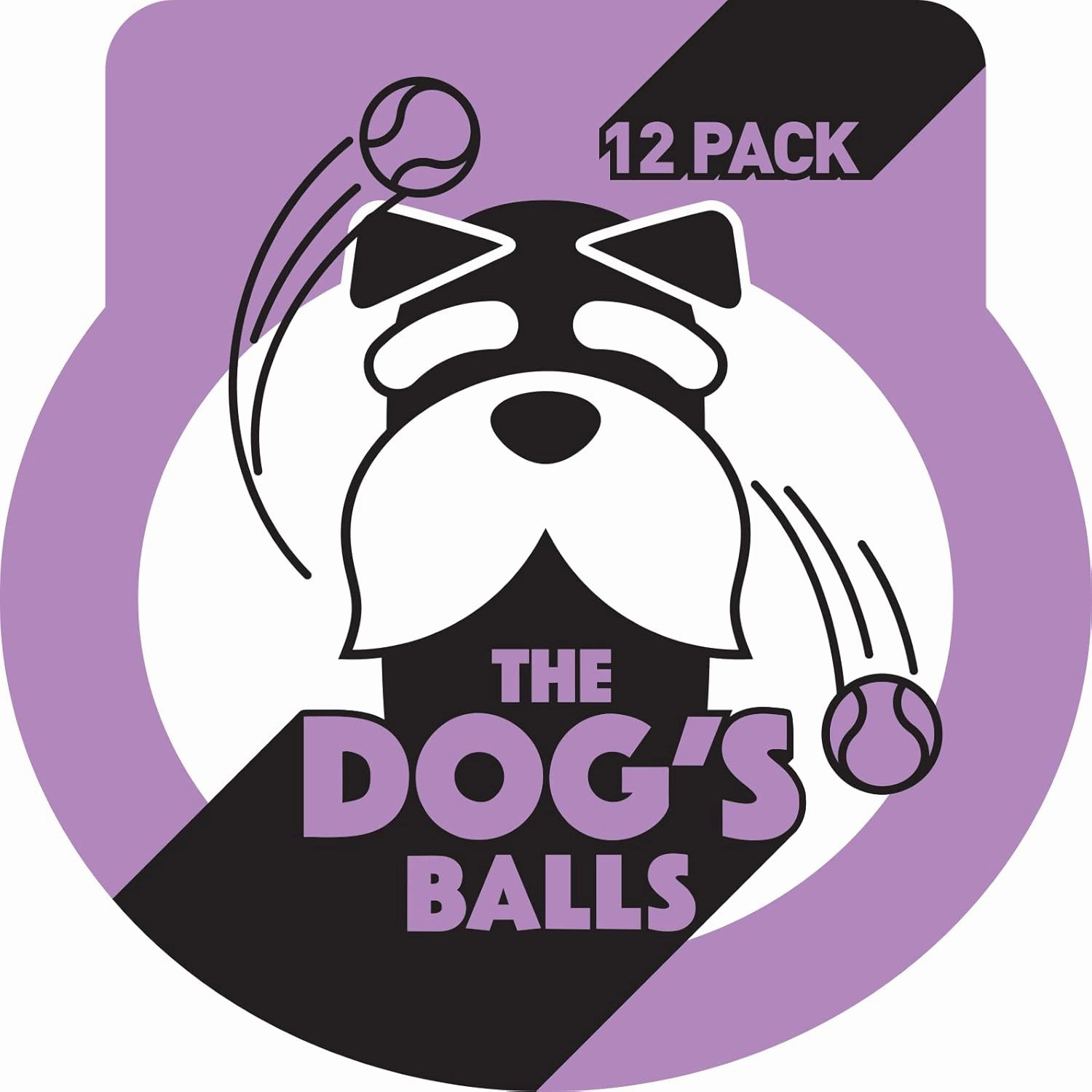 The Dog's Balls 12-Pack Lilac Dog Tennis Balls, 2.5 Inch Diameter Dog Toy, Non-Toxic, Safe for Dogs & Puppies, Medium Size, Unisex, Outdoor Use, Sport, Animal Theme, Portable, Lightweight