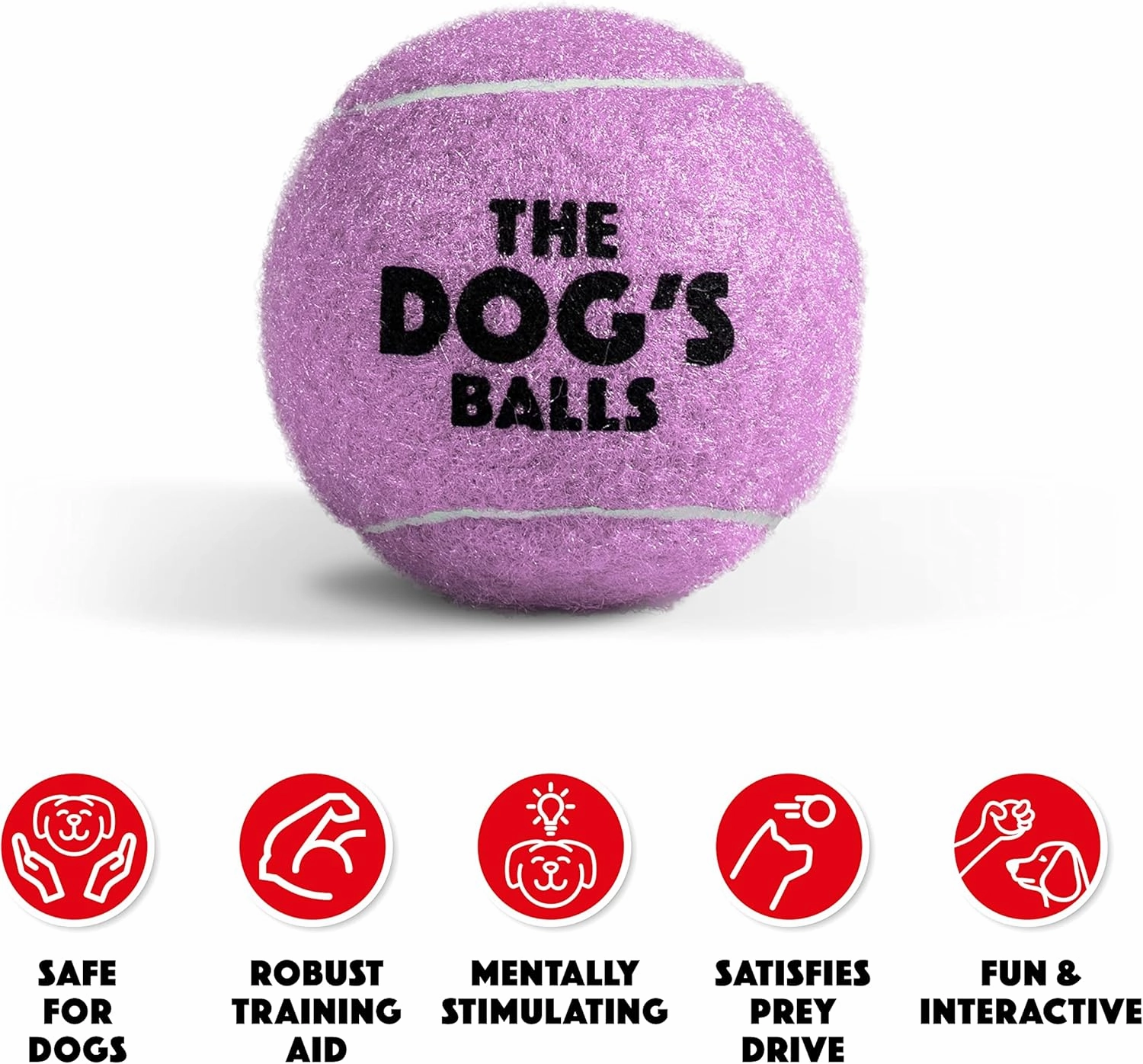 The Dog's Balls 12-Pack Lilac Dog Tennis Balls, 2.5 Inch Diameter Dog Toy, Non-Toxic, Safe for Dogs & Puppies, Medium Size, Unisex, Outdoor Use, Sport, Animal Theme, Portable, Lightweight