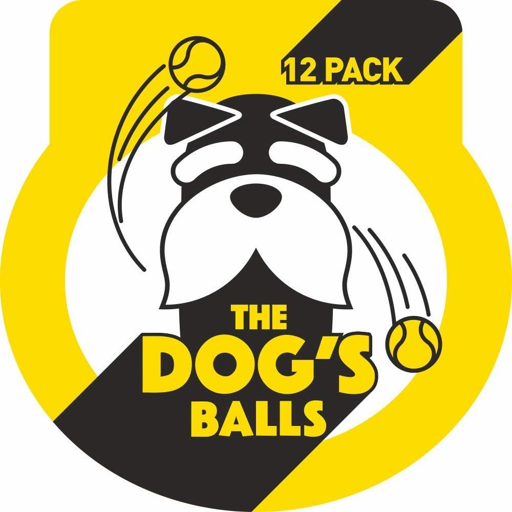 The Dog's Balls, Dog Tennis Balls, 12-Pack Yellow, 2.5 Inches Diameter Dog Toy, Strong Dog & Puppy Ball for Training, Play, Exercise & Fetch