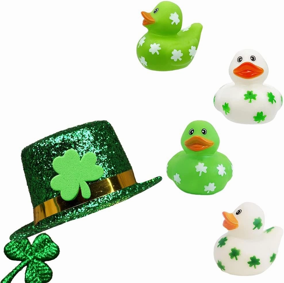 The Dreidel Company St. Patrick's Holiday Rubber Duck Toy Duckies for Kids, Bath Birthday Gifts Baby Showers Summer Beach and Pool Activity, 2" (100-Pack)