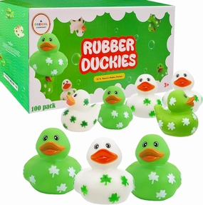 The Dreidel Company St. Patrick's Holiday Rubber Duck Toy Duckies for Kids, Bath Birthday Gifts Baby Showers Summer Beach and Pool Activity, 2" (100-Pack)