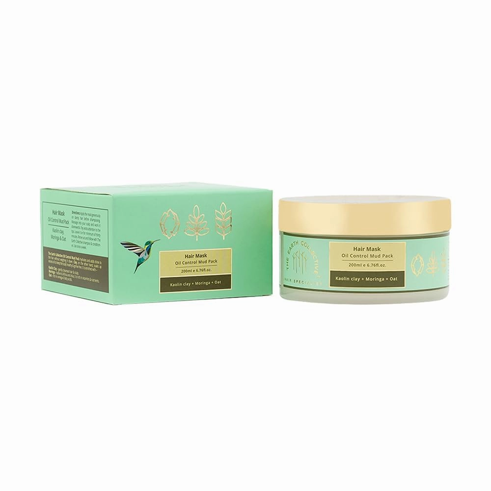 THE E'ARTH COLLECTIVE Oil Control Mud Pack, Contains Kaolin Clay, Moringa, Oat, Hydrates Hair, Removes excess oil from the scalp, 200 Ml