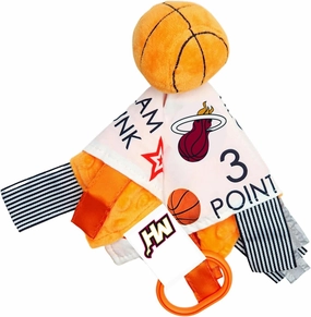 The Learning Lovey Miami Heat Baby Tag Toy - NBA Basketball - Baby Sensory Crinkle Toys - Soft & Safe - Ideal Baby Stroller Toy - BPA Free w/Stroller Clip