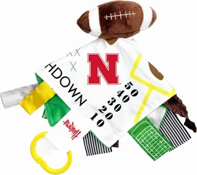 The Learning Lovey University of Nebraska Baby Football Tag Toy - College Baby Sensory Crinkle Toys - Soft & Safe - Ideal Baby Stroller Toy - BPA Free w/Stroller Clip (10" x 10" Tag Toy)…