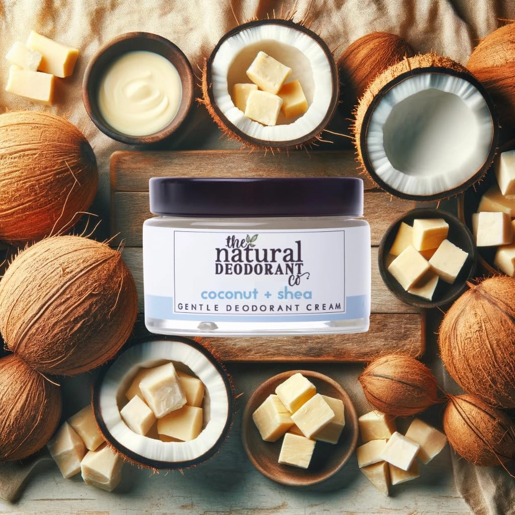The Natural Deodorant Co, Gentle Deodorant Cream Coconut & Shea 55g, Aluminium Free, Plastic Free, Sensitive Skin