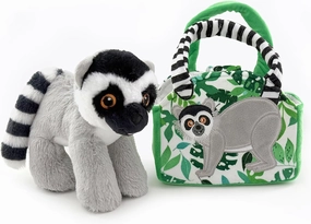 The Petting Zoo Lemur Stuffed Animal Plushie and Purse Set, Gifts for Kids, Wildlife Animal Toy, Lemur Plush Toy and Purse Pet Carrier