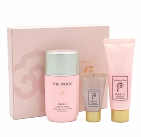 THE WHOO Hydrating Sunscreen Fluid Special 3 pcs Set (60ml UV Protective Lotion SPF 50 /PA   , 13ml Overnight Mask, 40ml Foam Cleanser). Cooling-Anti-Aging-Moisturizing formula. Made in Korea