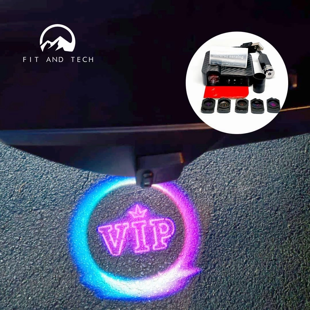 Tipper Combo – Car Ambient System, VIP Ambient Lighting for Rideshare & Luxury VehicleVIP Car Door LED Welcome Light Kit, 5 Interchangeable Designs, Puddle Lights (4)
