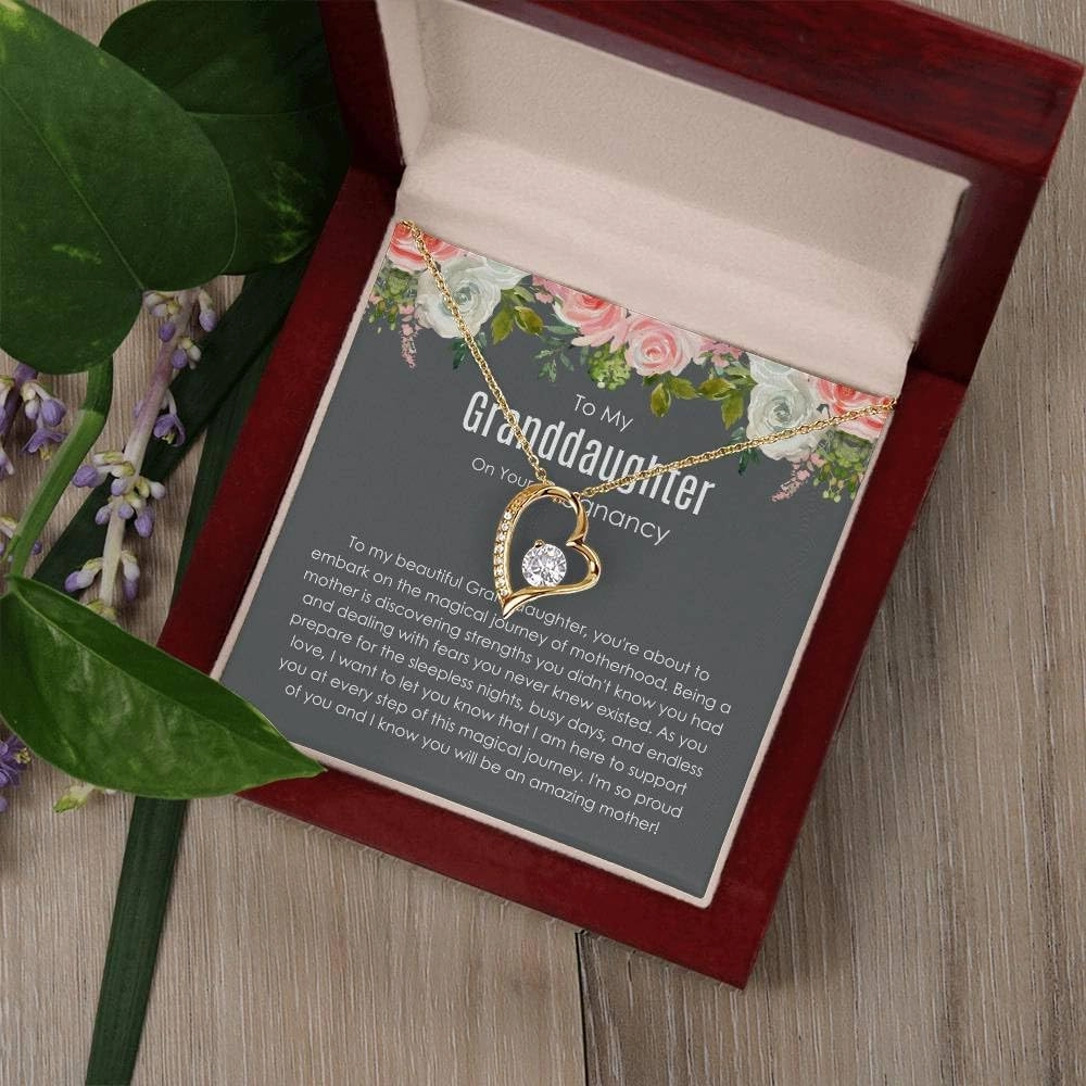 To My Pregnant Granddaughter Necklace - Loving Gift with Special Message - Sentimental Keepsake for Pregnancy Milestone - Forever Love Necklace - 1312HA14