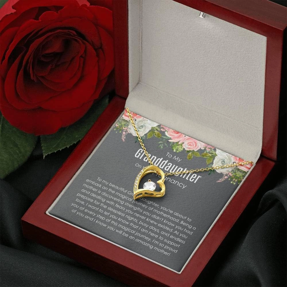 To My Pregnant Granddaughter Necklace - Loving Gift with Special Message - Sentimental Keepsake for Pregnancy Milestone - Forever Love Necklace - 1312HA14