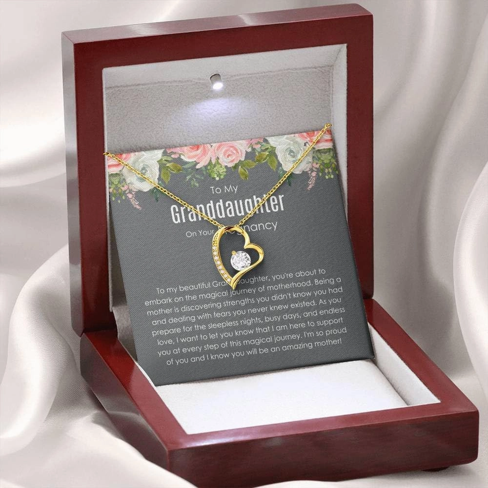 To My Pregnant Granddaughter Necklace - Loving Gift with Special Message - Sentimental Keepsake for Pregnancy Milestone - Forever Love Necklace - 1312HA14