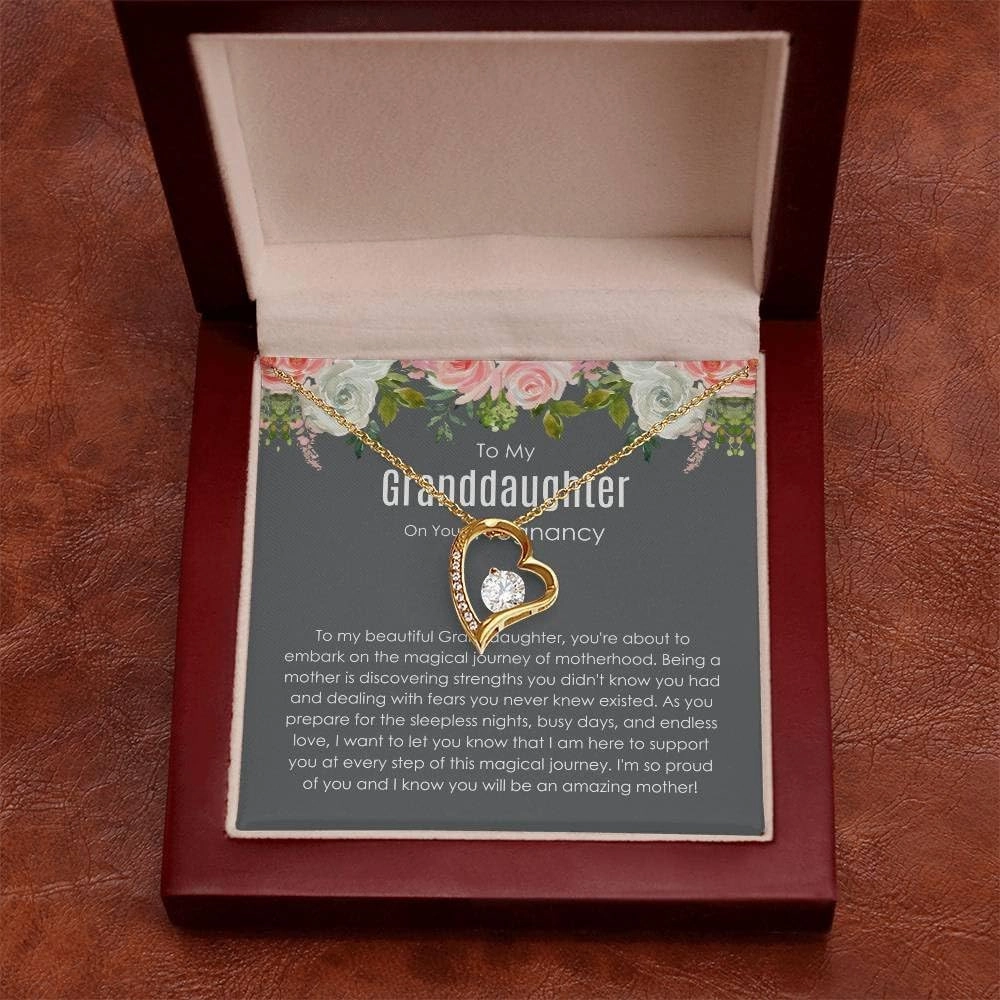 To My Pregnant Granddaughter Necklace - Loving Gift with Special Message - Sentimental Keepsake for Pregnancy Milestone - Forever Love Necklace - 1312HA14