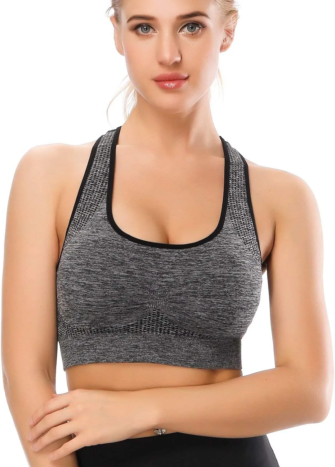 TOBWIZU Sports Bras for Women, Medium Support Yoga Gym Activewear Bras with Pocket