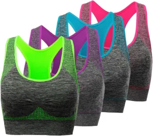 TOBWIZU Sports Bras for Women, Medium Support Yoga Gym Activewear Bras with Pocket