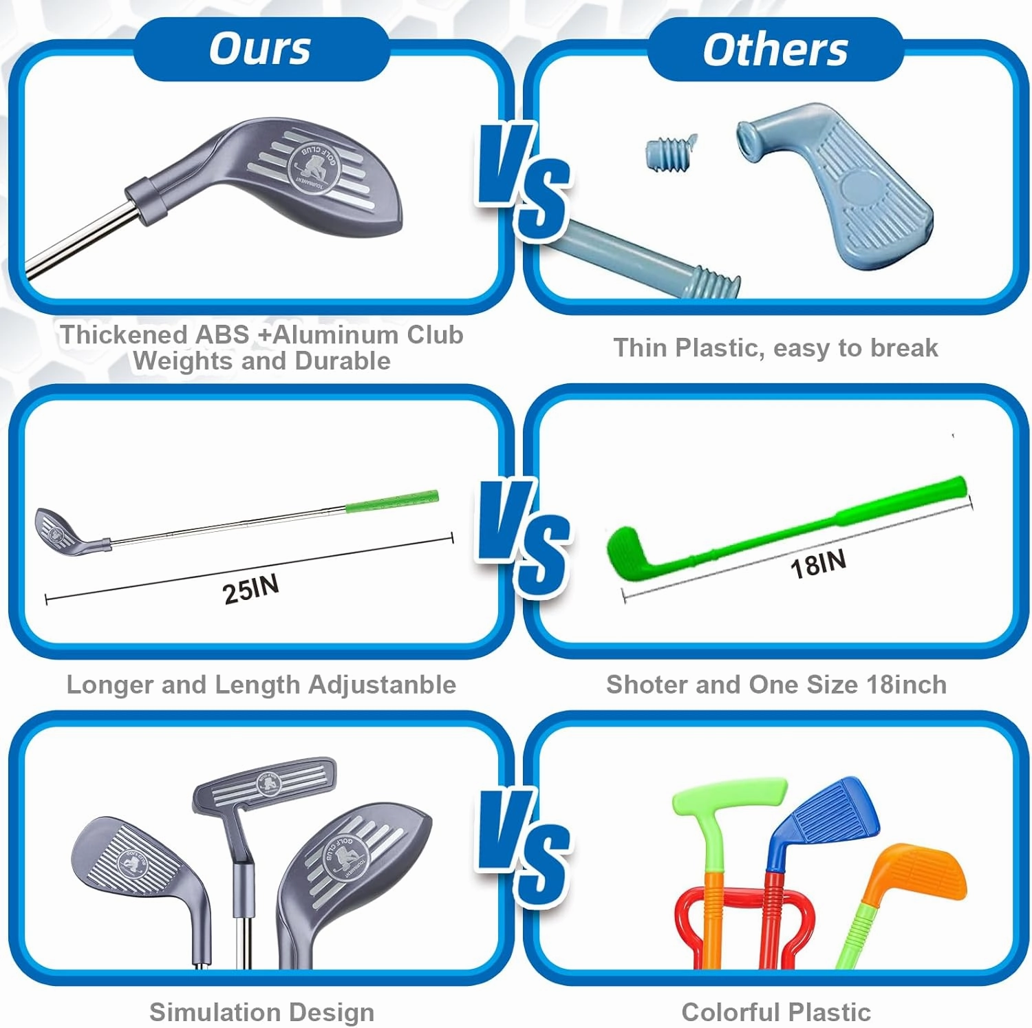 Toddler Golf Toys Set - Adjustable, Upgraded Kids Golf Clubs & Putting Mat, Indoor & Outdoor Backyard Game Toy Playset Gifts for Aged 2-8 Toddlers & Kids (Grey, M)