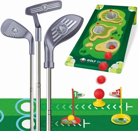 Toddler Golf Toys Set - Adjustable, Upgraded Kids Golf Clubs & Putting Mat, Indoor & Outdoor Backyard Game Toy Playset Gifts for Aged 2-8 Toddlers & Kids (Grey, M)