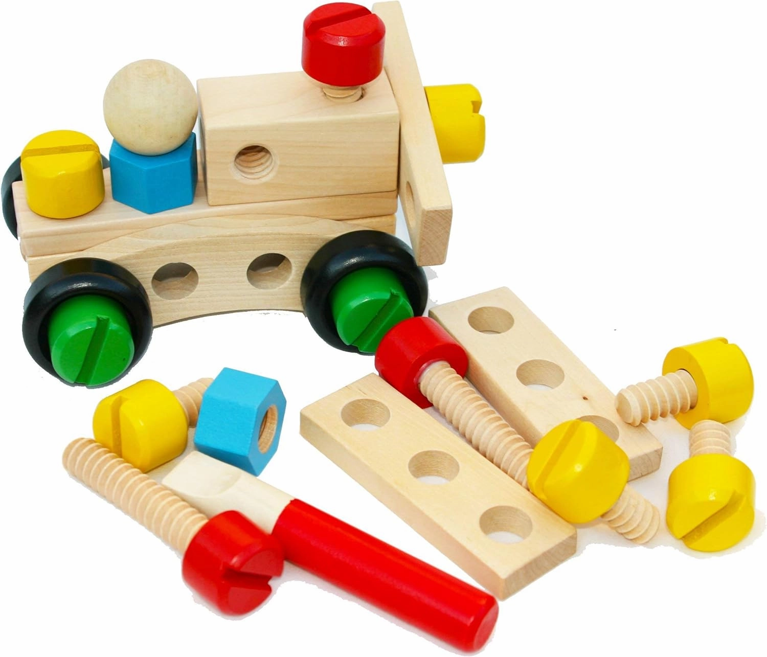 TOWO Wooden Nuts and Bolts Set Building Blocks Construction Kit 31 Pieces Travel Toy- Model Building Tool Kits for Kids -Toys Building Tools for 4 Years Old-Compatible with TOWO Bench Chair Set