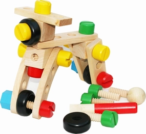 TOWO Wooden Nuts and Bolts Set Building Blocks Construction Kit 31 Pieces Travel Toy- Model Building Tool Kits for Kids -Toys Building Tools for 4 Years Old-Compatible with TOWO Bench Chair Set