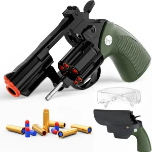 Toy Gun Foam Blaster Soft Bullet Toy Revolver Black, 40 Soft Bullets, Revolver Foam Bullets Blasters Toy Gun,Educational Toy Model for Boys and Girls Aged 6 7 8 9 10 