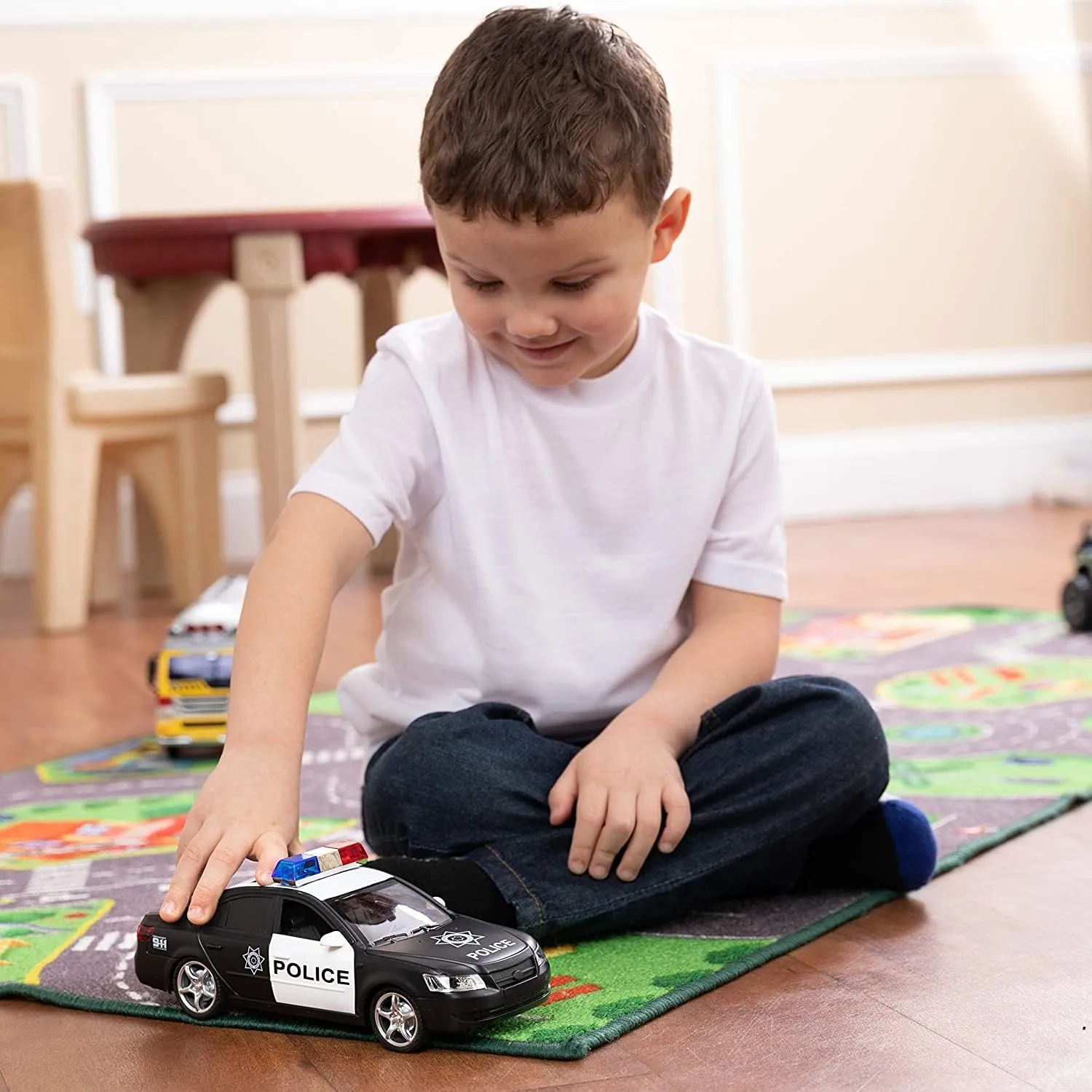 Toy To Enjoy Police & Ambulance Car Set Toys for Kids, Boys & Toddlers. Friction Powered, with Lights and Sirens. Emergency Rescue First Responder Vehicle Toy Set. Best Gift for Birthday and Holidays