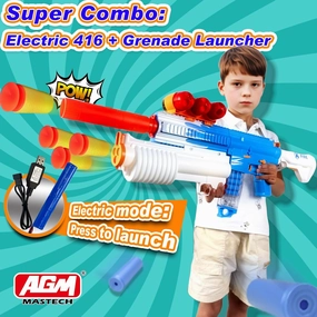 Toy Foam Blaster Gun - 416 Toy Rifle with 40 Soft Bullets 2 Magazines 20 Shells, Automatic Dart Gun for Boy Ages 8  Years Old, Indoor Outdoor Gifts for Adult Kid Christmas Birthday