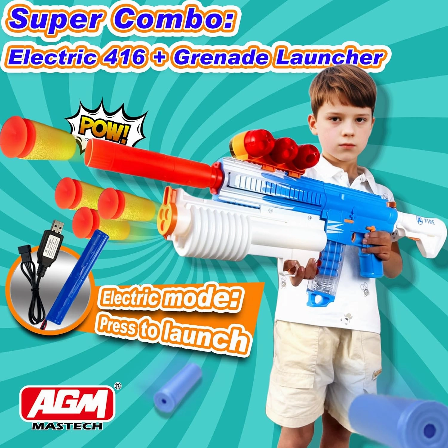 Toy Foam Blaster Gun - 416 Toy Rifle with 40 Soft Bullets 2 Magazines 20 Shells, Automatic Dart Gun for Boy Ages 8  Years Old, Indoor Outdoor Gifts for Adult Kid Christmas Birthday
