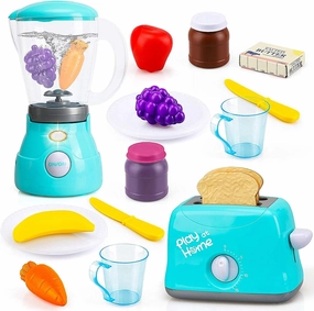 TOY Life Play Kitchen Accessories Toddler Kitchen Playset Toy Kitchen Appliances Kitchen Sets for Kids Ages 4-8 Kid Blender Toy Toaster Kitchen Set with Realistic Light Sound Gift for Girls Boys