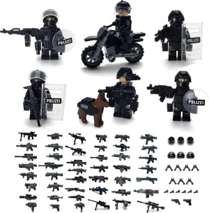 Toysvill SWAT Military Police Building Block Kit for Kids | Motorcycle & Soldiers Minifigures (Classic Set of 6 PCS) with Dog, Modern Weapons and Accessories Gift