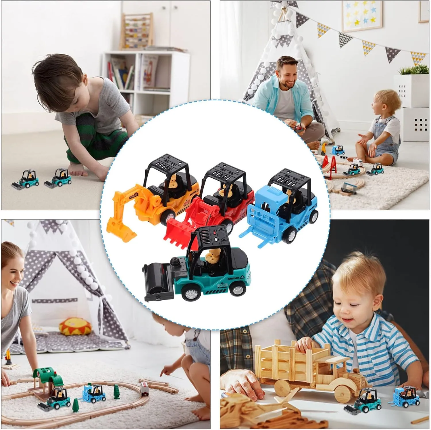 Toyvian Educational Car Model Toys Digger 4pcs Boys and Girls Plastic Car Toy Perfect Present for Boys Girls